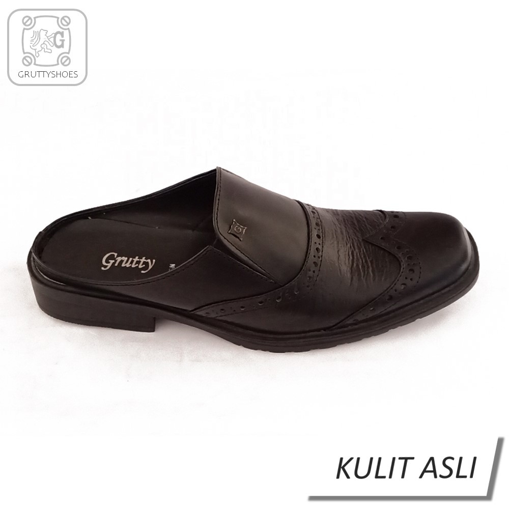 Sepatu Pria Bustong Casual Slop Formal Pantofel Kerja Grutty NG-831 Hitam