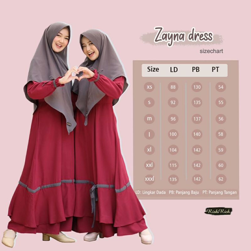 Gamis Zayna Bahan Wollycrepe Premium Original by Riskirich
