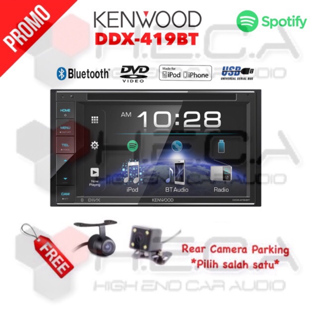 Kenwood DDX-419BT Head Unit DDX 419 BT Tape Mobil Double Din Audio & Rear Camera Kamera Mundur