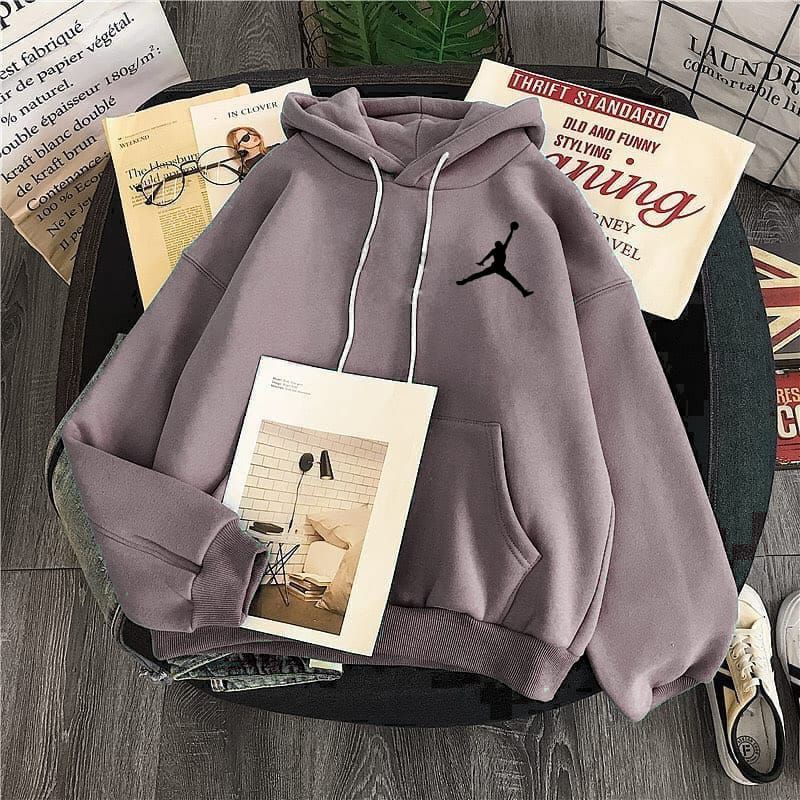 Hoodie Jordan Pria Wanita Basic Bahan Fleece ori Tidak nerwang Gramasi 240