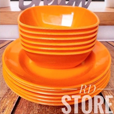 PROMO SATU SET / 6.PIRING &amp; 6.MANGKOK / MELAMINE POLOS