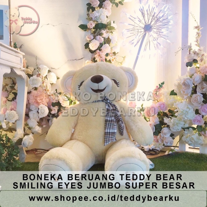 Boneka Beruang Senyum SMILING EYES Lucu Size JUMBO 1Meter Label SNI