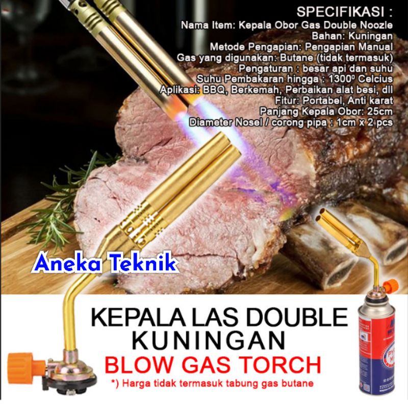Alat Bakar Blow Gas Torch / Kepala Las Double Kuningan - Kepala Gas Pemantik