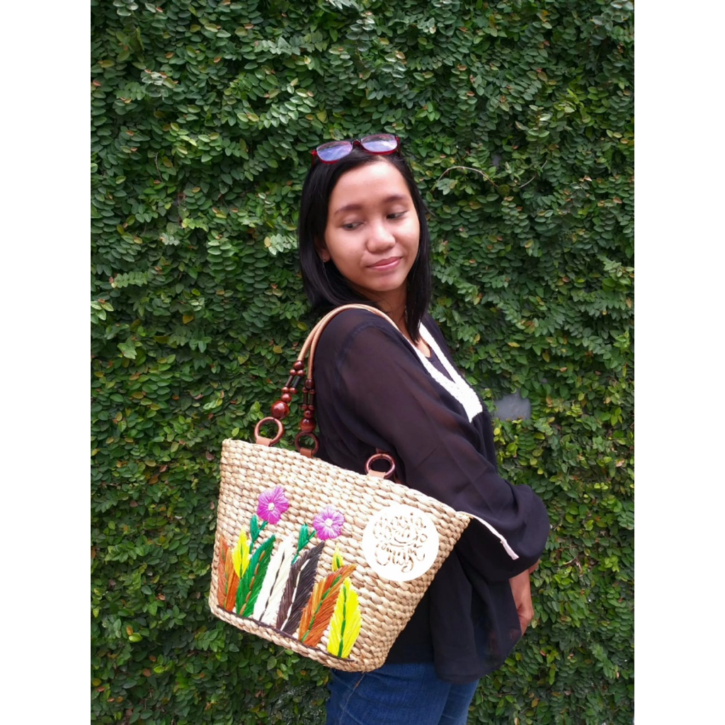 Tas Enceng Ember Sulam Rumput