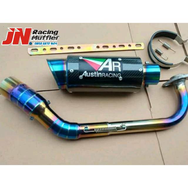 Knalpot racing AUSTIN RACING blue karbon all matik viario beat mio pcx nmax aerox dll