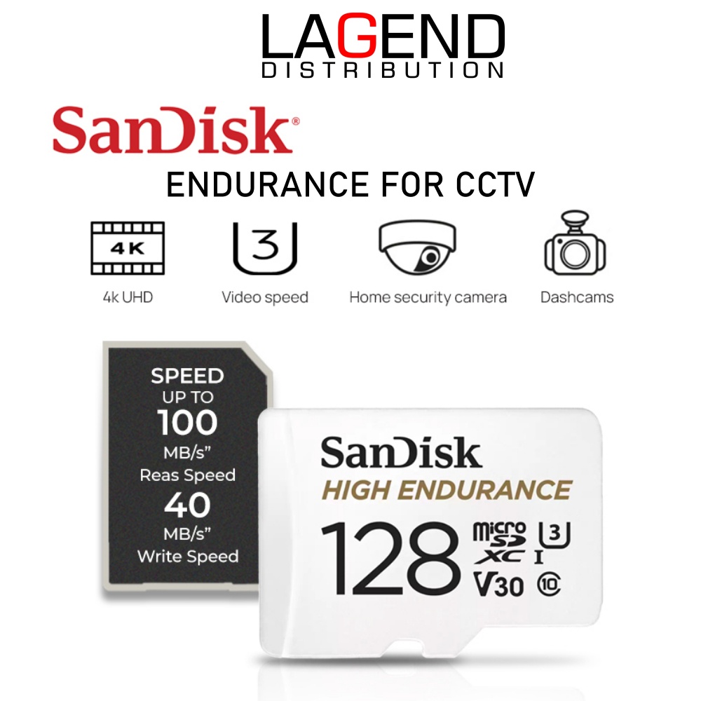 SANDISK ENDURANCE 32GB/64GB/128GB/256GB V30 U3 High Endurance Micro SD CCTV / Car Dashcam MicroSD