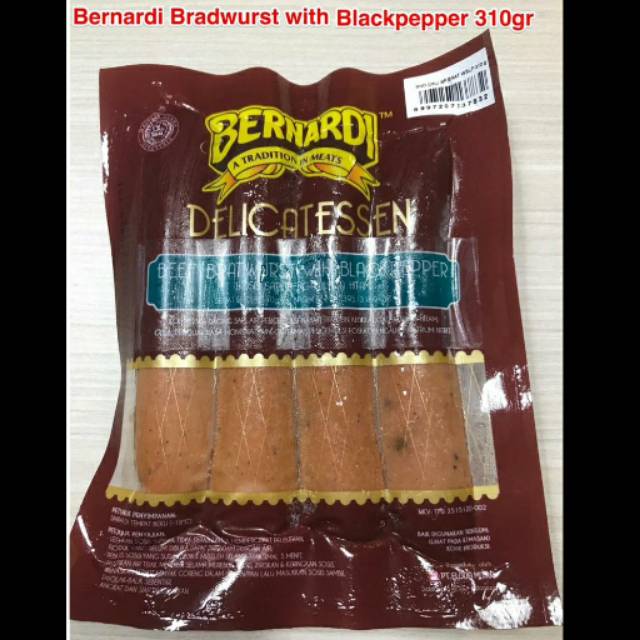 

BERNARDI BRATWURST WITH BLACKPEPPER DELICATESSEN 310 GRAM