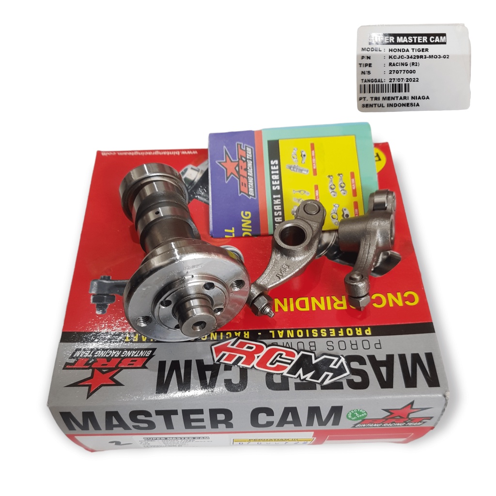 POROS SAMBUNGAN SUPER MASTER CAM NOKEN AS CAM SHAFT CAMSHAFT NOKEN AS RRA ROCKER ARM TIGER R1 R 1 R2 R 2 R5 R 5 GENERASI GEN 2 SDH SAMA PLUS PELATUK RRA ROCKER ARM POWER FULL CNC GRINDING SUARA HALUS LOW NOISE ORI ORIGINAL BRT BINTANG RACING ASLI