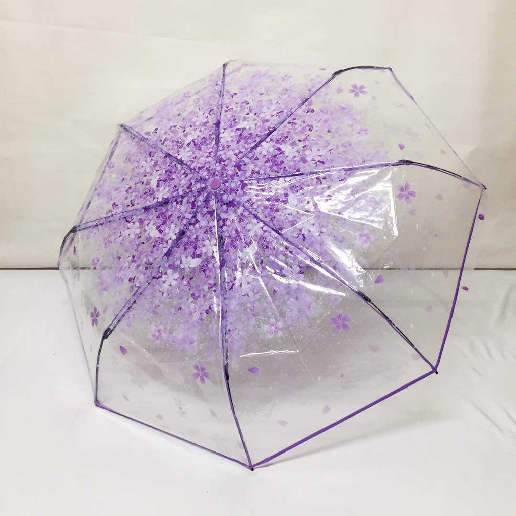 Murah Payung lipat transparan model sakura warna ungu