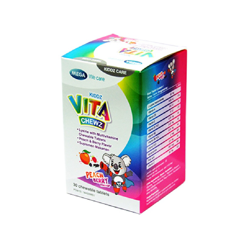 Mega Kiddz VITA CHEWZ Peach BERRY isi 30 TABLET KUNYAH