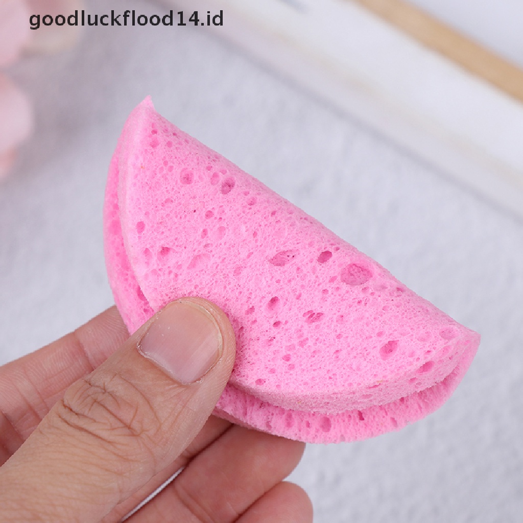 [OOID] 5X Soft Puff Natural Wood Fiber Face Wash Cleansing Sponge Beauty Makeup Pads ID