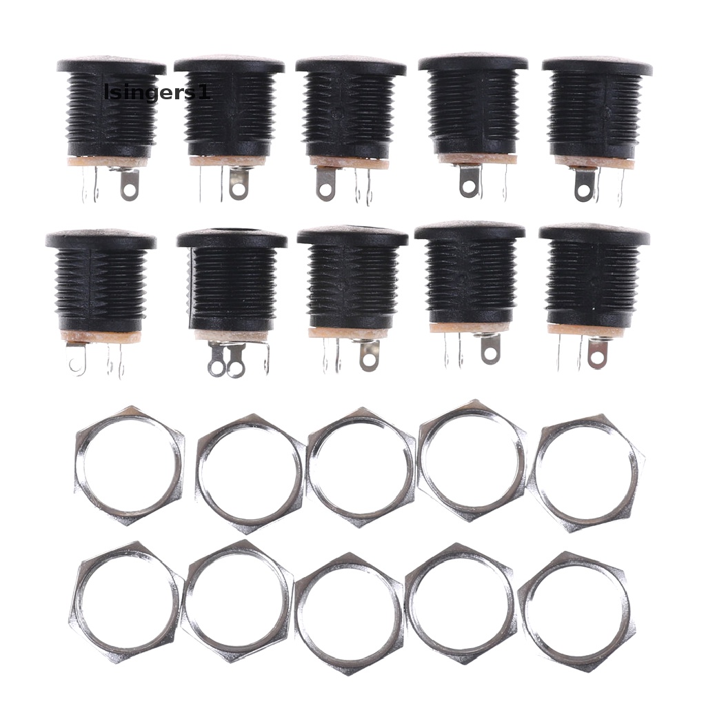 (lsingers1) 10pcs Socket Jack Power DC 022 2.1x5.5mm Warna Hitam Untuk PCB