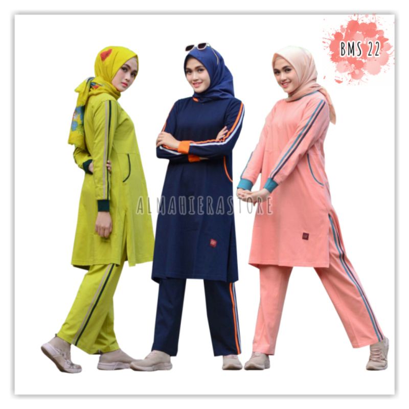 Baju olahraga muslimah syari online BMS 22 Believe seragam