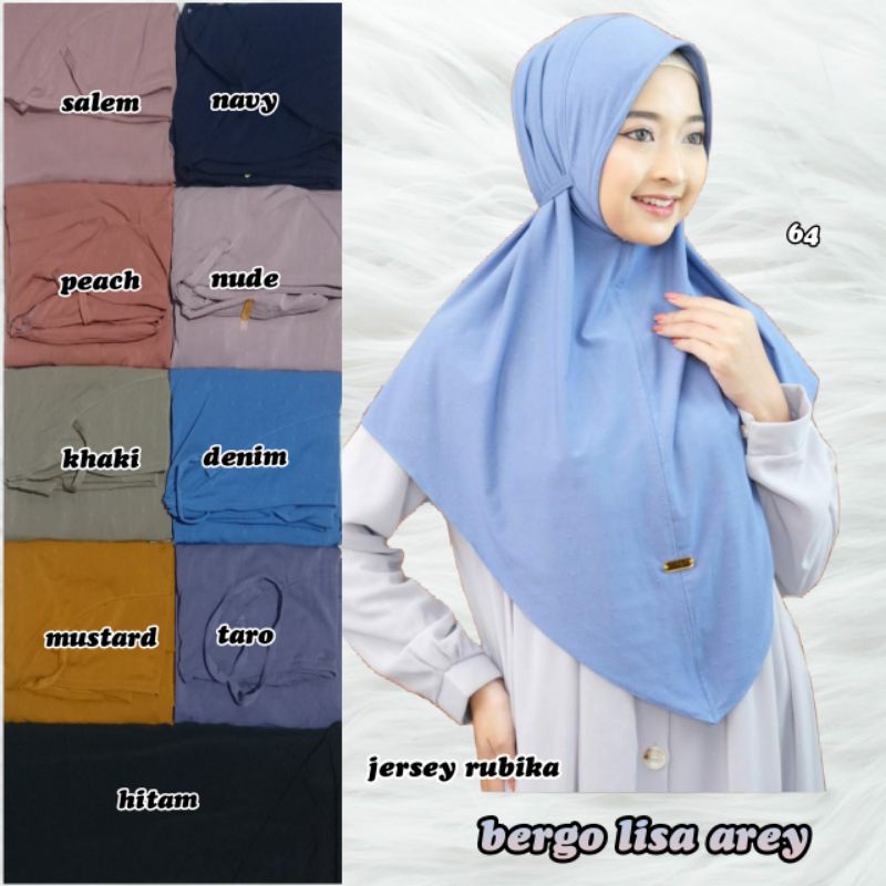 Bergo Lisa Arey Hijab / Bergo Tali Jersey Rubika