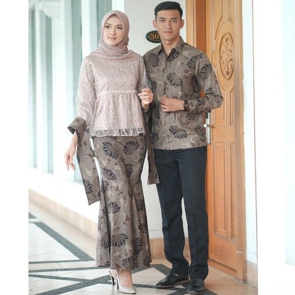 Batik Brokat Couple Kebaya Modern, Kebaya Tunangan Lamaran, Kebaya Wisuda, Baju Kebaya Kondangan