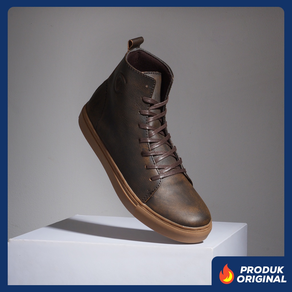 MAGNUS CAMEL ORIGINAL x GREATA Sepatu Kulit Sapi Asli Pria Boots Tinggi Tali Casual Formal Klasik Vintage Jalan Kuliah Kerja Touring Riding Motor Classic High Gum Sole Boot Genuine Leather Footwear Big Size Ukuran Jumbo 44 Keren Terbaru Branded Kekinian