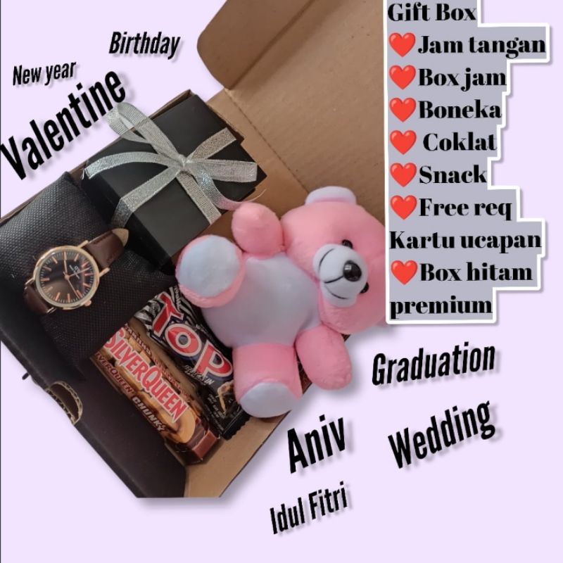 

HAMPERS JAM TANGAN,KADO BONEKA CEWE KADO PACAR, GIFT BOX GRADUATION,WISUDA,WEDDING, ULANG TAHUN