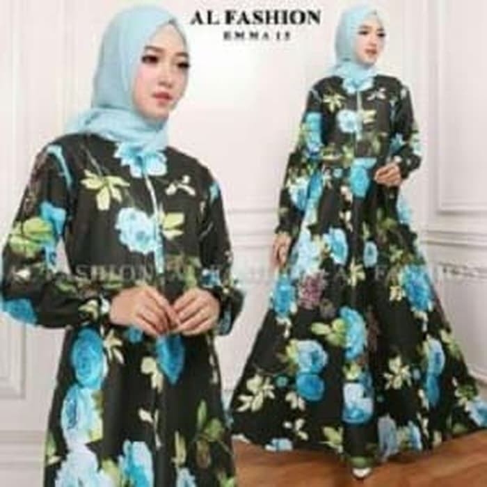 Gaun / dress wanita / cewe MAXI EMMA BAJU MAXY  MUSLIM GAMIS WANITA DEWASA MURAH KEKINIAN - Abu-abu