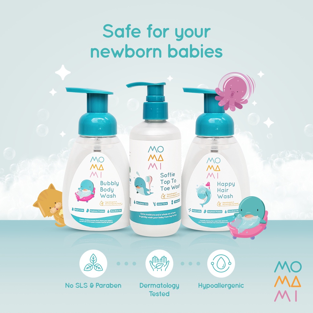 Momami Baby Bubbly Body Wash | Momami Baby Softie Top to Toe Wash | Momami Baby Happy Hair Wash