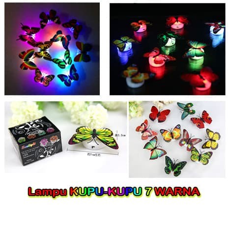 Lampu Kupu LED berubah 7 Warna untuk souvenir dan dekorasi Interior Kamar Rumah Room Kids Butterfly