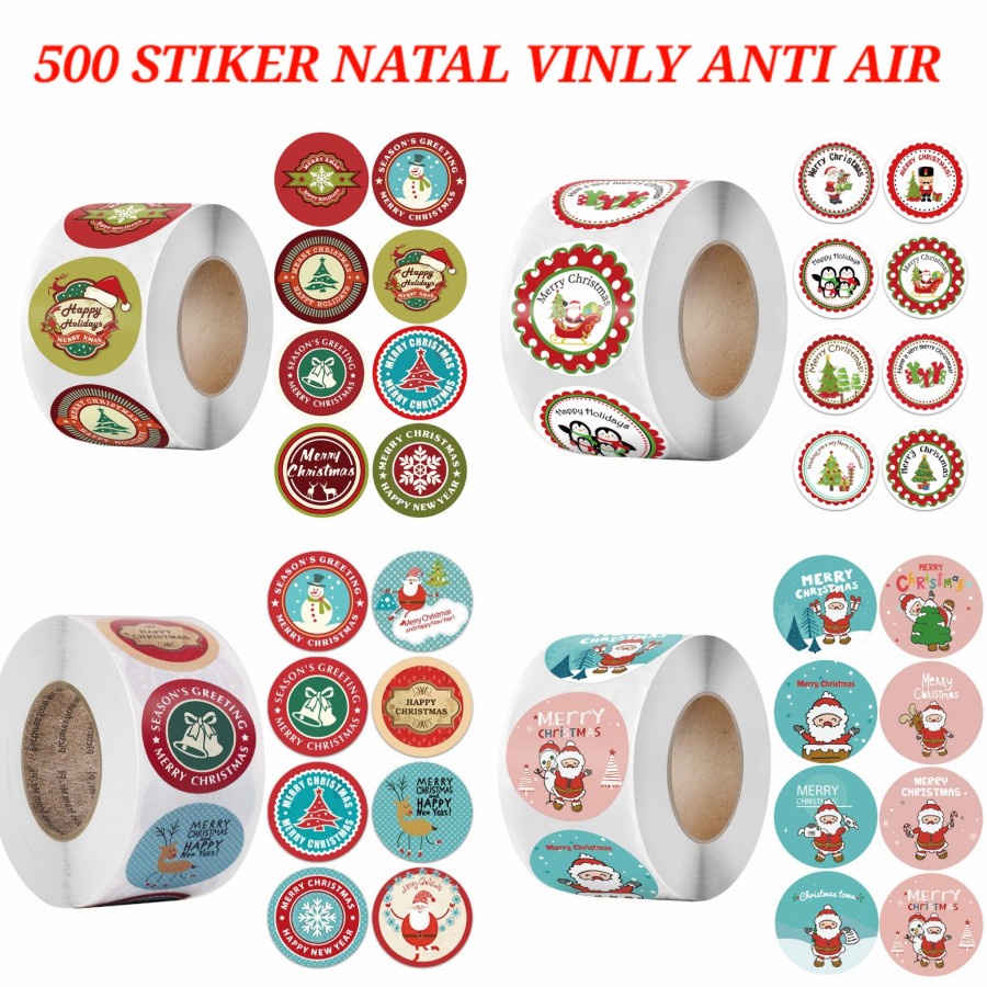 Sticker Natal isi 500/rol Termurah Kado Cutting Stiker Merry Christmas