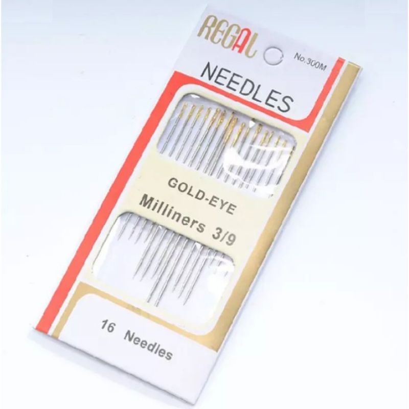 0JARUM JAHIT TANGAN REGAL GOLD EYE MILINERS 3/9 isi 16pcs / REGAL 16 NEEDLES