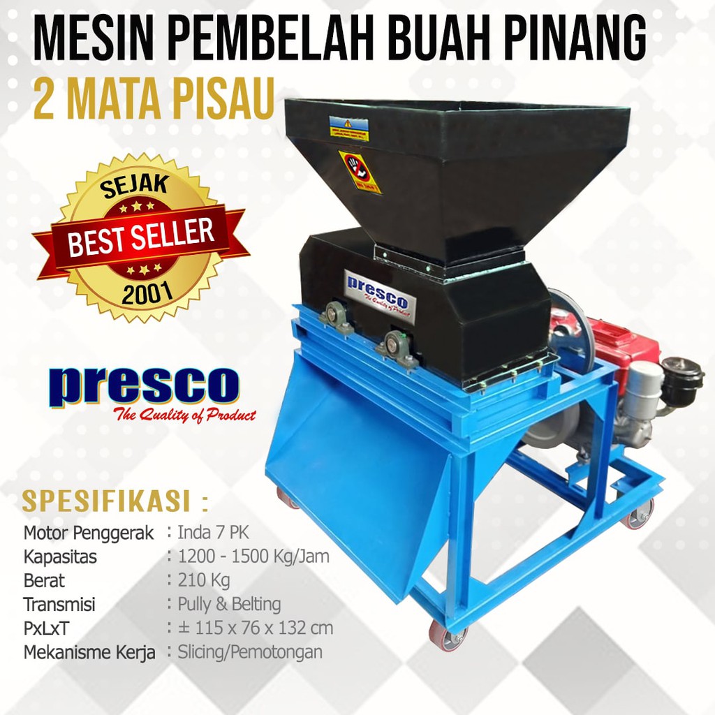 Mesin Pembelah Buah Pinang Segar Tipe 2 Mata Pisau Presco