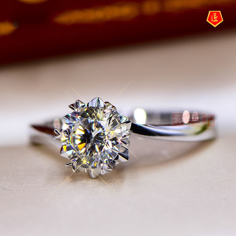 [Ready Stock]Elegant Moissanite Snowflake Twisted Opening Ring for Women