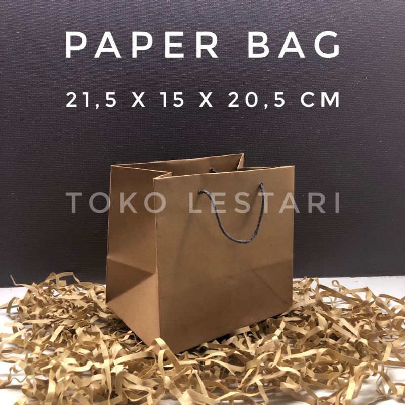 Paper bag polos / Tas kertas belanja / shoping / Kantong Souvenir dan Kue R7 21.5x15x20.5 cm