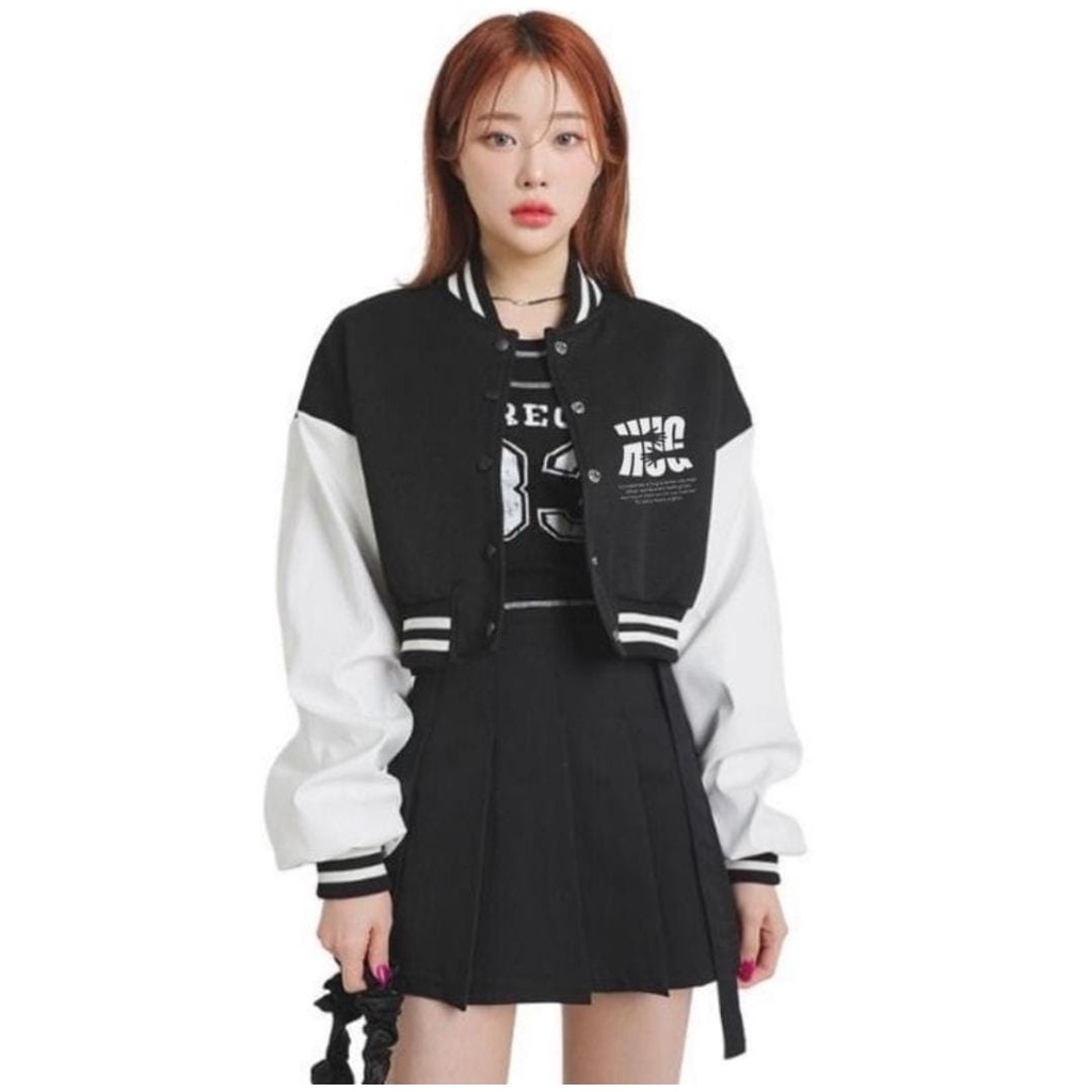 Jaket Baseball Varsity Crop WANITA HUGE BASEBALL Korean