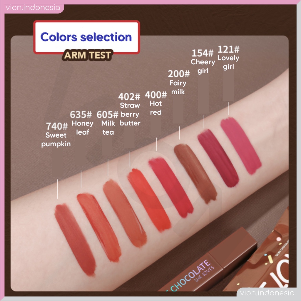 SHE LOVES Chocolate Matte Moisturizing Lip Glaze  Lip Stick Lipstik Coklat 8 Colors Sheloves TB-087 SL001