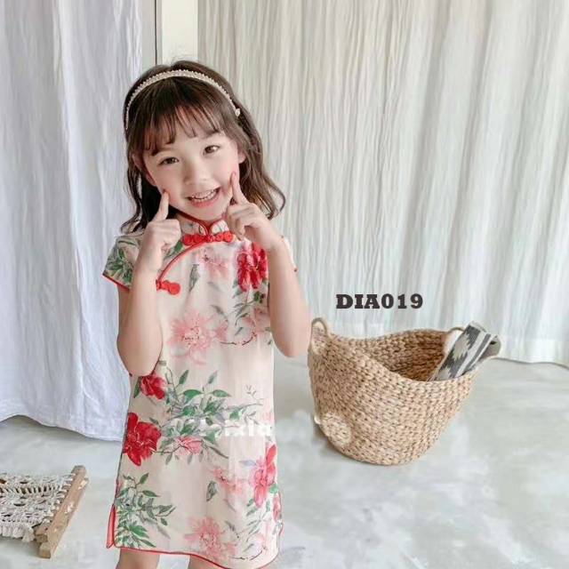 ♥BabyYank♥ DRESS CHEONGSAM FLOWER RED - DRESS IMLEK ANAK IMPORT - QIBAO IMLEK - CHINESE STYLE DRESS