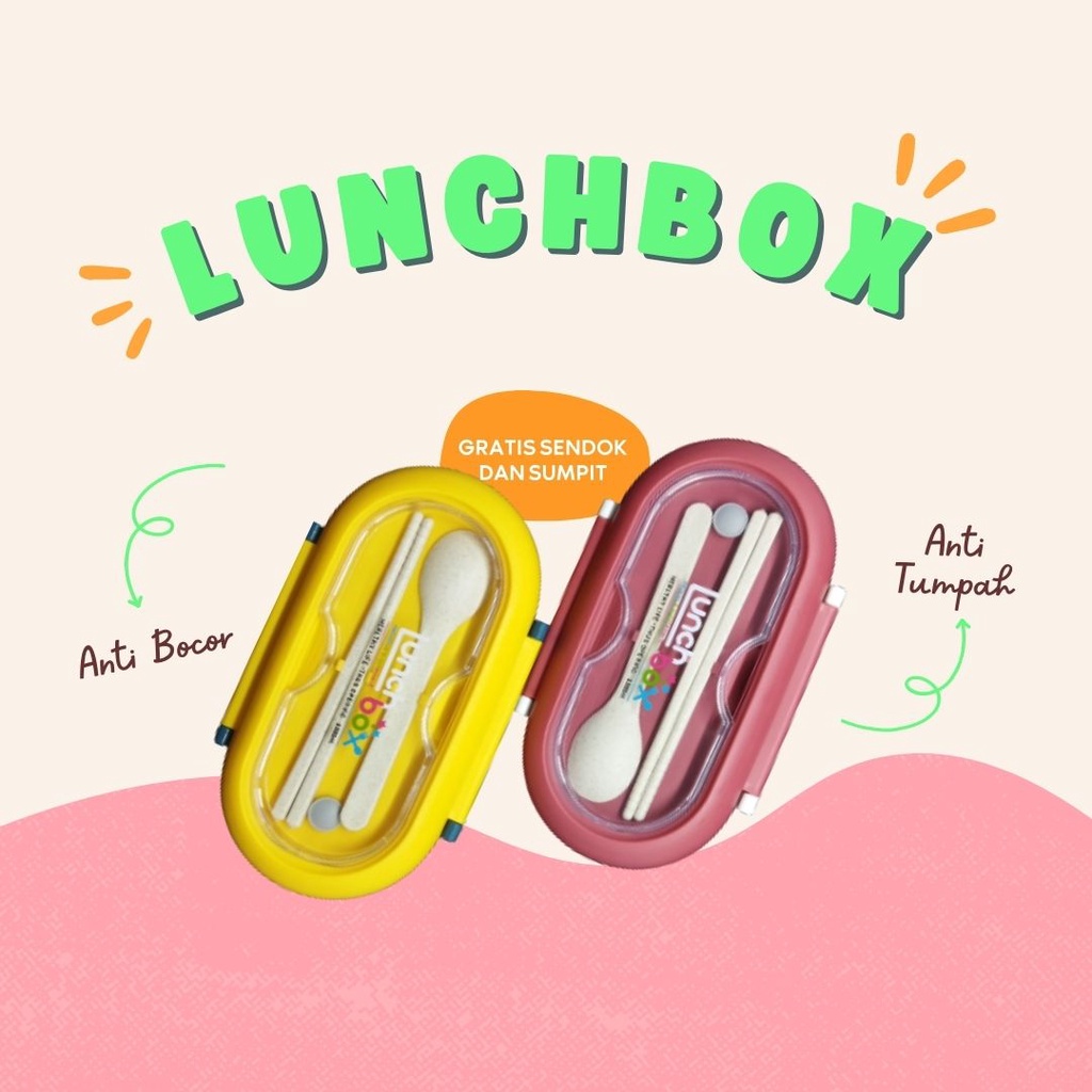 Kotak Makan / Kotak Makan Anti Tumpah / Bekal Anak Sekolah / Bekal Kantor / Lunch Box
