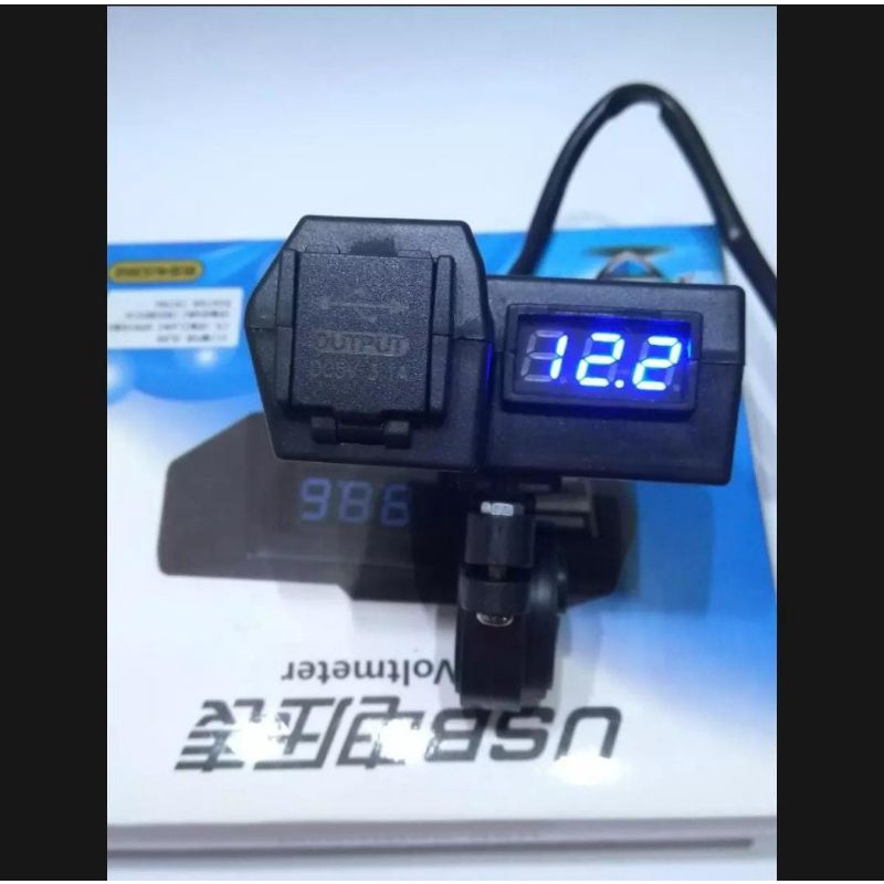 Motorcycle Digital Voltmeter Charger Motor Cas HP Motor 2 USB 3.1A Casan HP Voltmeter Aki plus USB ANTSHOOP