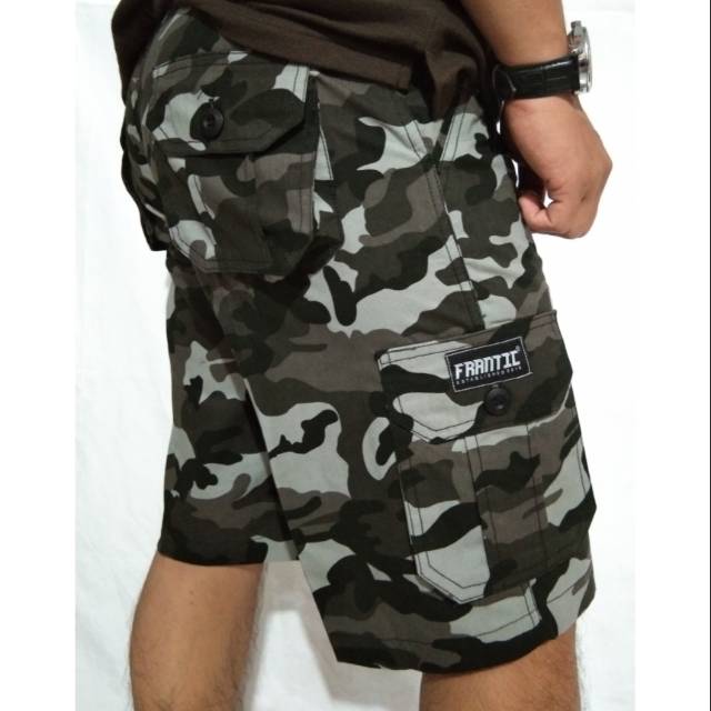 Army Putih - Celana Pendek Cargo Army Loreng FRANTIC