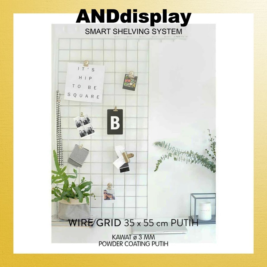 WIREMESH GRID 35*55 CM PUTIH KAWAT RAM DINDING TEBAL ANDDISPLAY