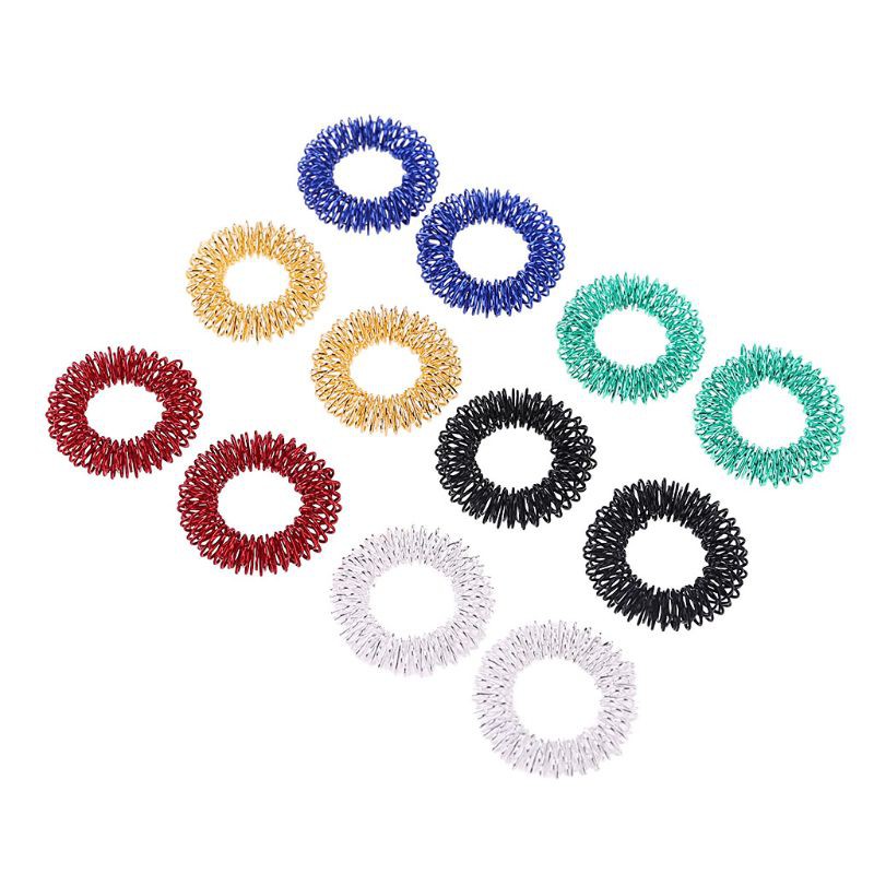 Mary 12pcs Mainan Fidget Ring Spiky Akupresur Tanpa Suara Untuk Fokus/Pereda Stress/Adhd Anak/Dewasa