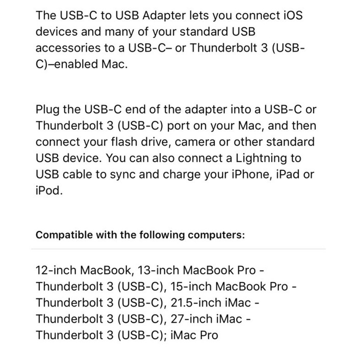 Ipad / Macbook USB-C to USB Adapter JH-0515 Type C Thunderbolt