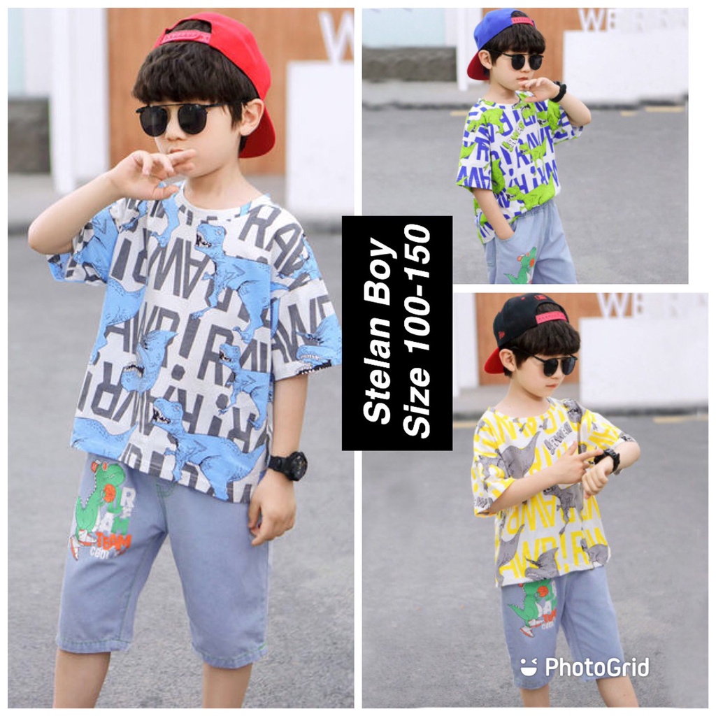 (LOLI-JKT) BOY-63 STELAN ANAK COWOK DINO RAWR SIZE 100-150