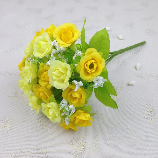 COD BUNGA ROSE  BUNGA TANGKAI PLASTIK BUNGA ARTIFISIAL BUNGA PAJANGAN IMITASI  BUNGA HIASAN BT9002-KUNING