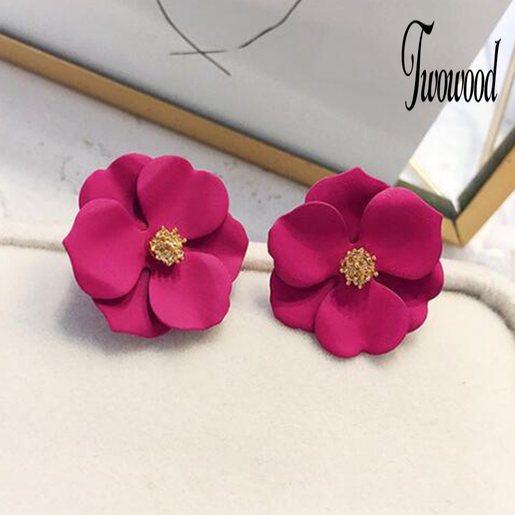 Anting Stud Desain Bunga Warna-Warni Untuk Wanita