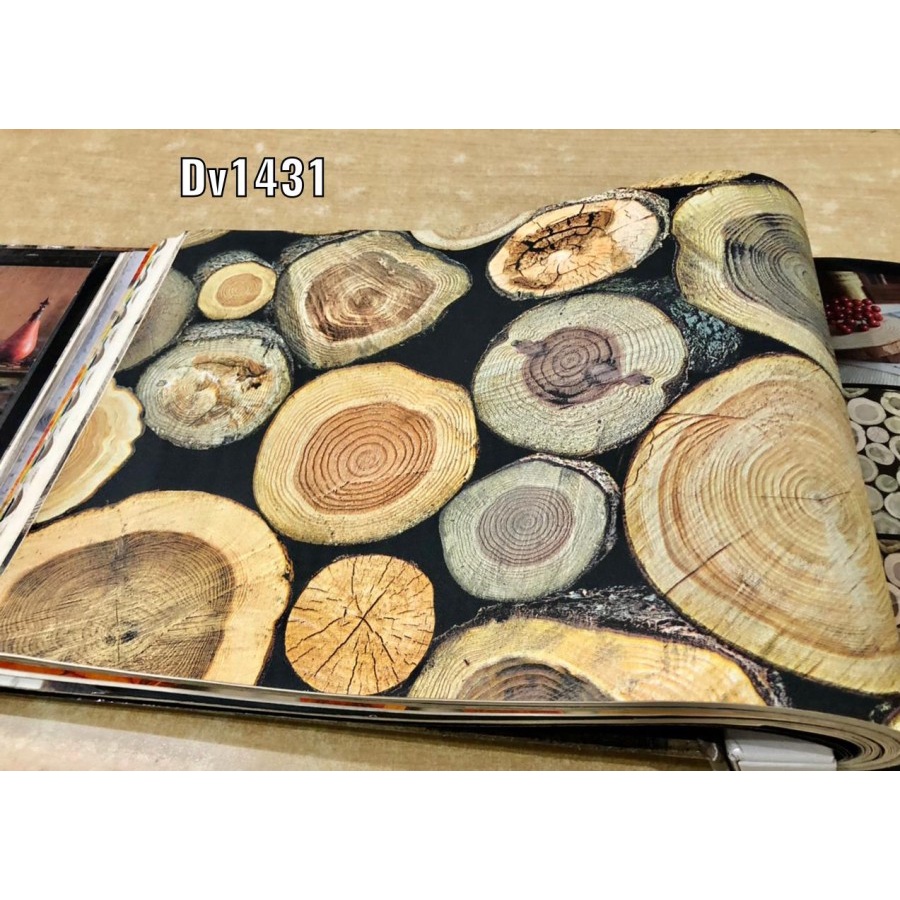 WALLPAPER DINDING MOTIF KAYU BULAT ROCK