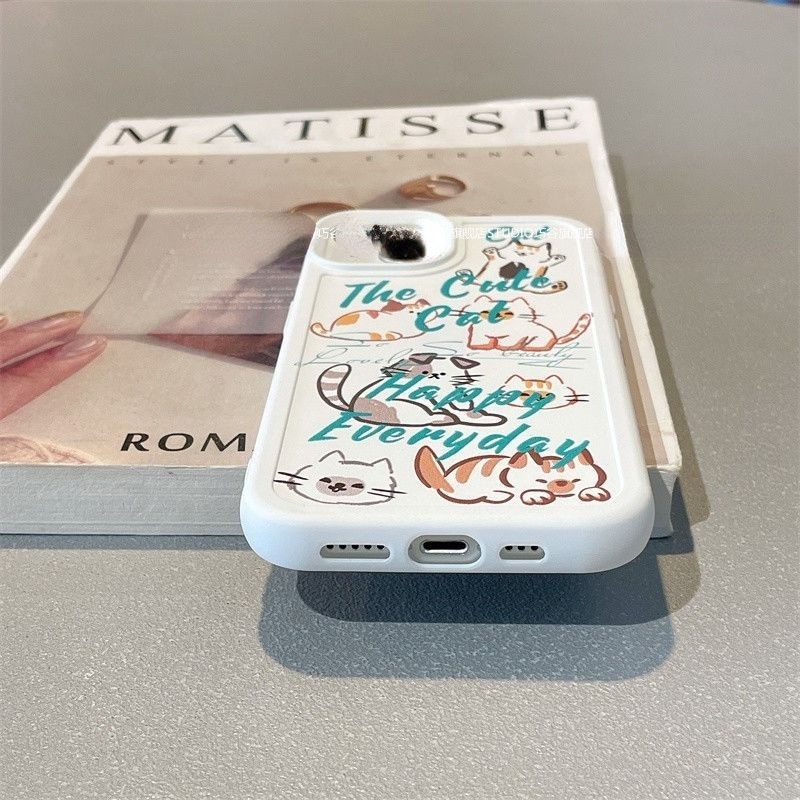 Case Desain Kartun Doodle Kucing Untuk IPhone 12 13 11 Pro Max X Xs Max Xr Uhbd