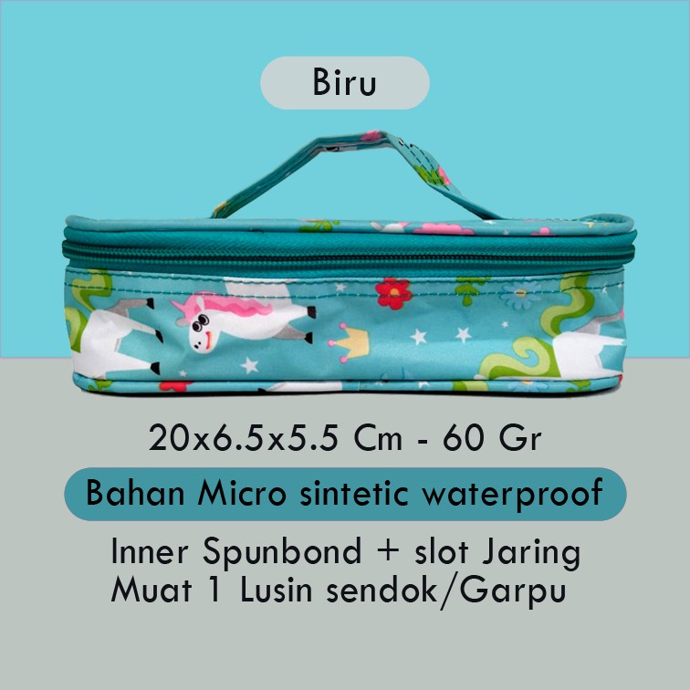 Tas Sendok Mini Motif Wadah Sendok Garpu Pouch Sendok Tempat Alat Makan Set Travel Multifungsi Murah