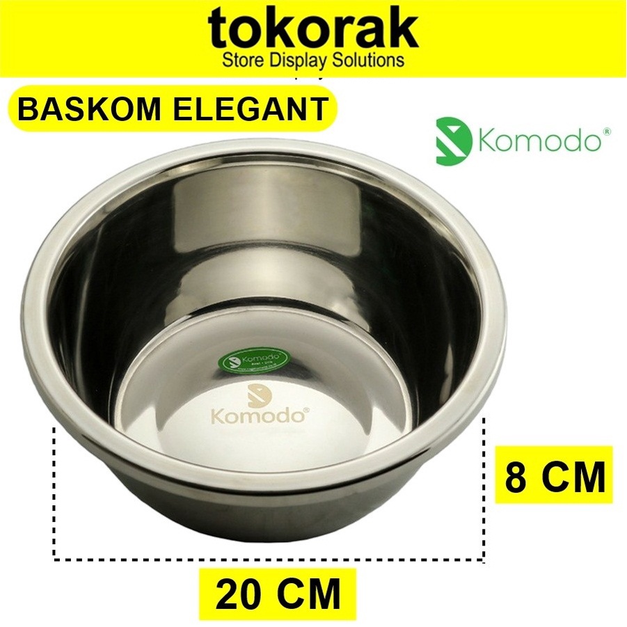 BASKOM KOREA STAINLESS STEEL TEBAL 20 CM KOMODO - BASKOM TEMPAT ADONAN