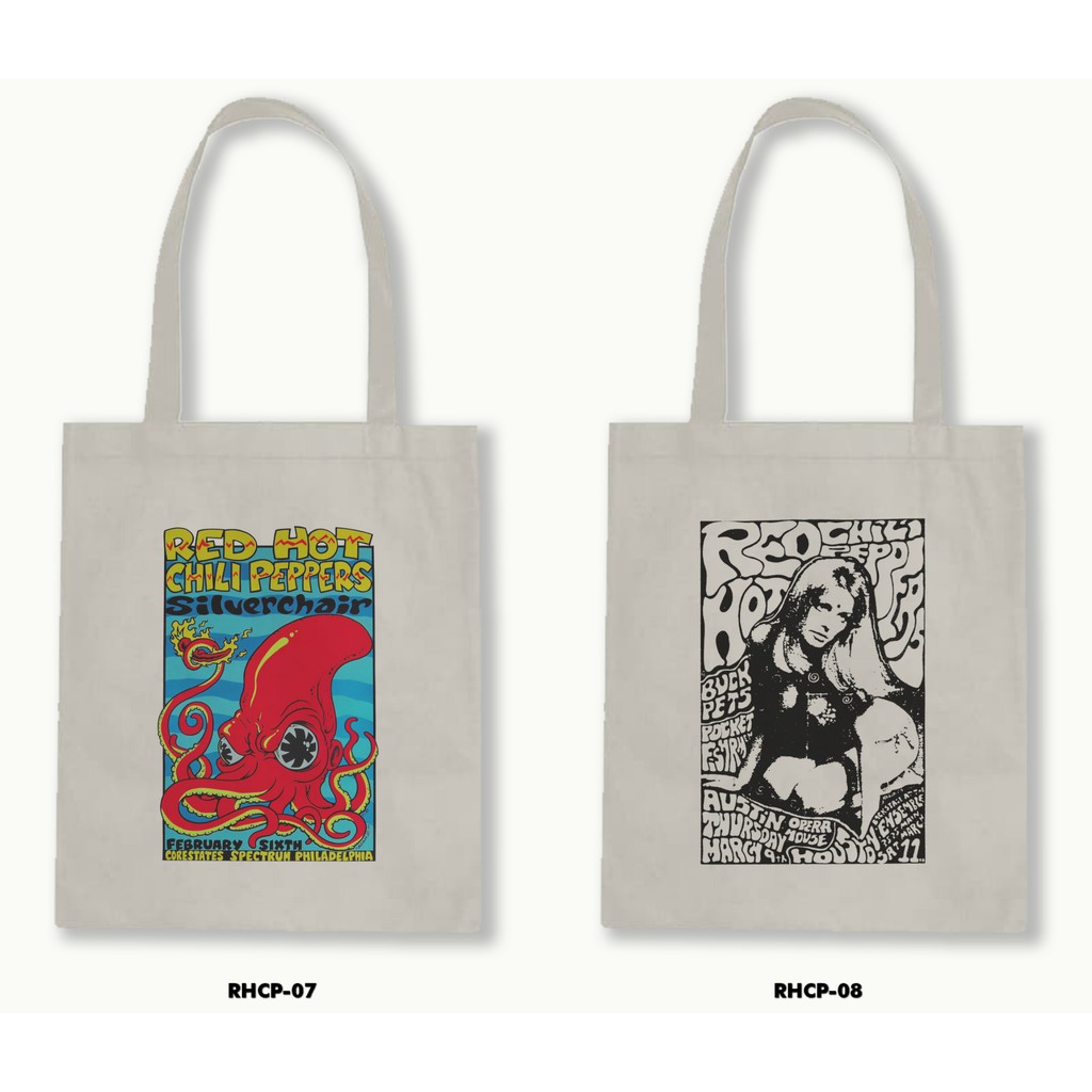 Tas Tote Bag Resleting Kanvas/Blacu  - Rhcp/Red Hot Chili Peppers