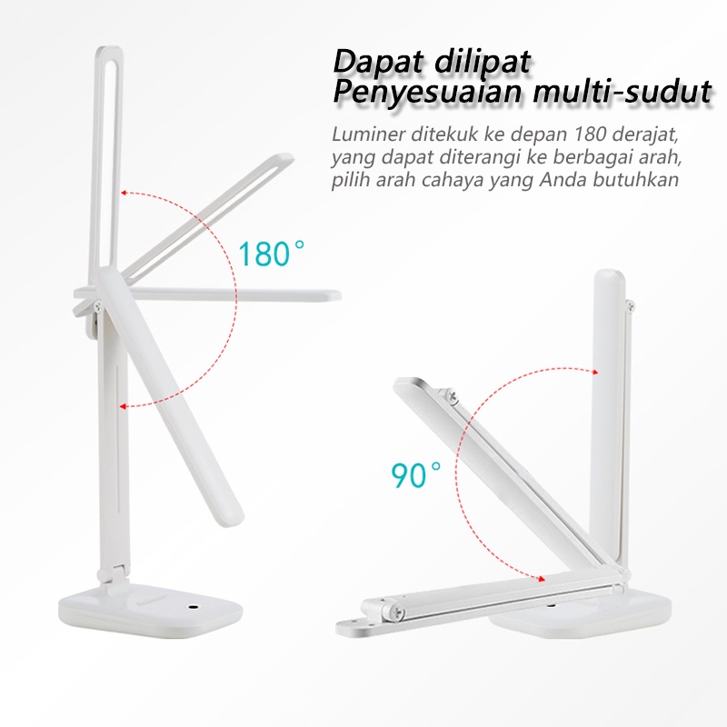 【LP004】Sky Lampu Meja Belajar Membaca X8S 2000mA Foldable Desk lamp 3 Lighting Modes, 5 Levels of Brightness LED Adjustable Angle suitable for Bedroom, Study, Office (White)