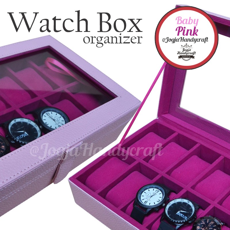 Kotak Tempat Jam Tangan Isi 12 Baby Pink