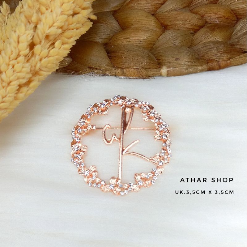 Bros B,bross button,pin Bros buttonscarves-Wk bulat rose gold