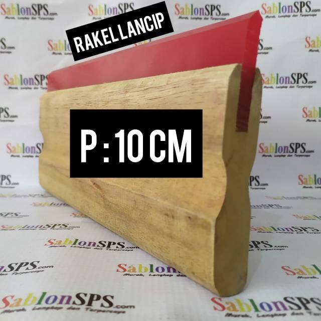 RAKEL SABLON MERAH LANCIP BESAR 7X50MM SET GAGANG KAYU P. 10CM